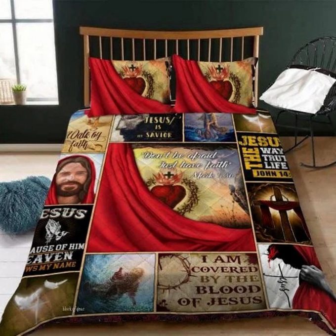 Don’t Be Afraid Just Have Faith Jesus Christ Quilt Bedding Set 3