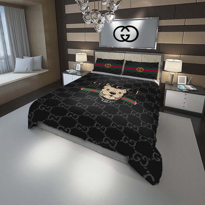 Gucci Pug Dog Luxury Duvet Cover And Pillow Case Bedding Set 1