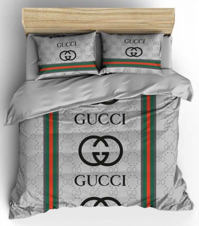 Gucci Silver Luxury Duvet Cover And Pillow Case Bedding Set 2