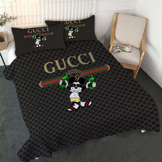 Gucci Mickey Disney Luxury Duvet Cover And Pillow Case Bedding Set 1