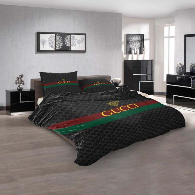 Black Gucci Duvet Cover And Pillow Case Bedding Set 3