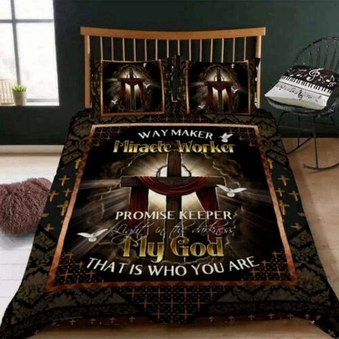 Beautiful Jesus Cross Quilt Bedding Set Lsngo07Bd 3