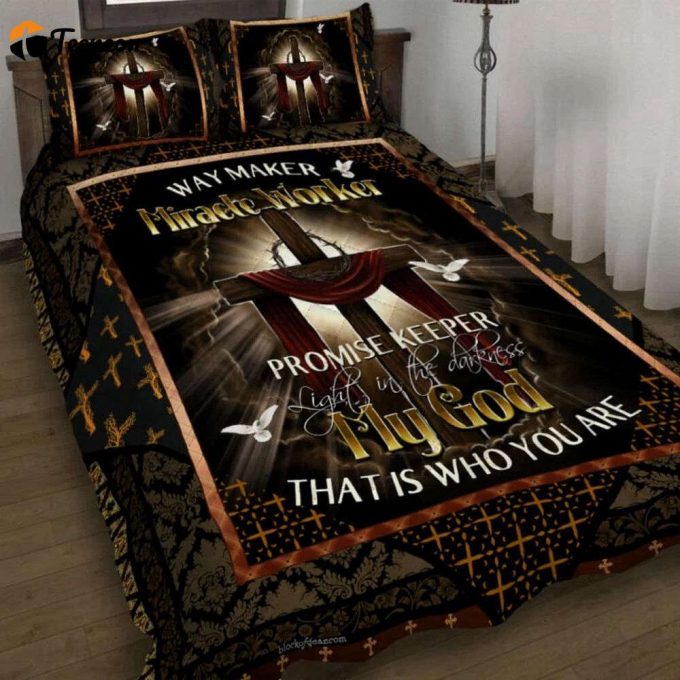 Beautiful Jesus Cross Quilt Bedding Set Lsngo07Bd 1