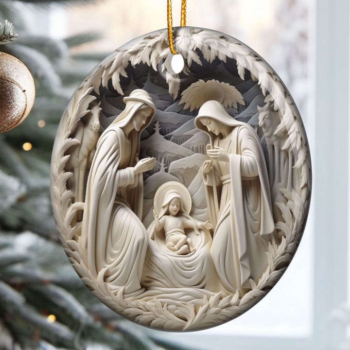 Birth Of Jesus - Personalized Ceramic Ornament 2