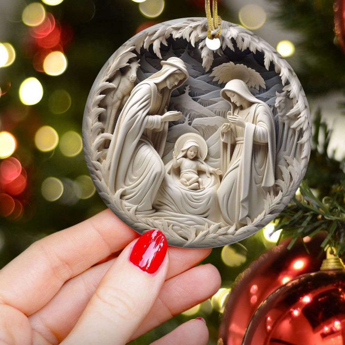 Birth Of Jesus - Personalized Ceramic Ornament 6