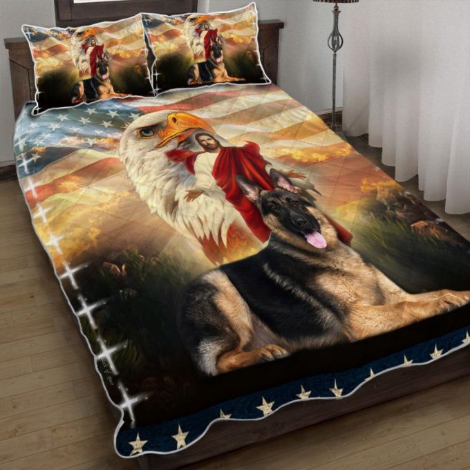 German Shepherd Dog Jesus Eagle Quilt Bedding Set Bedroom 3D,Bedding Christmas Gift,Bedding Set Christmas 2