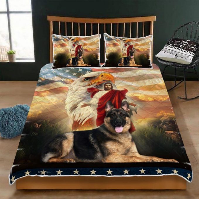 German Shepherd Dog Jesus Eagle Quilt Bedding Set Bedroom 3D,Bedding Christmas Gift,Bedding Set Christmas 1