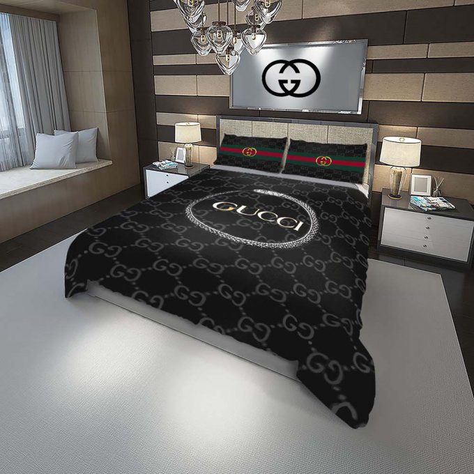 Gucci Black Luxury Duvet Cover And Pillow Case Bedding Set 2