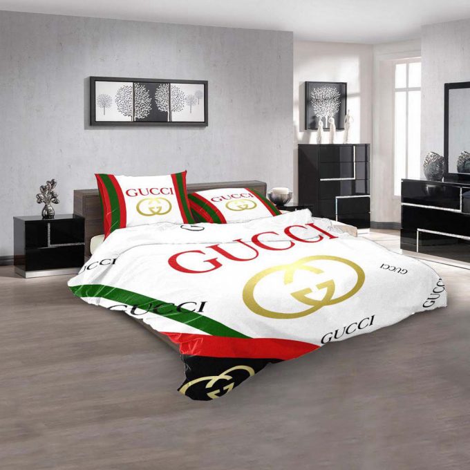 Gucci White Luxury Duvet Cover And Pillow Case Bedding Set 3