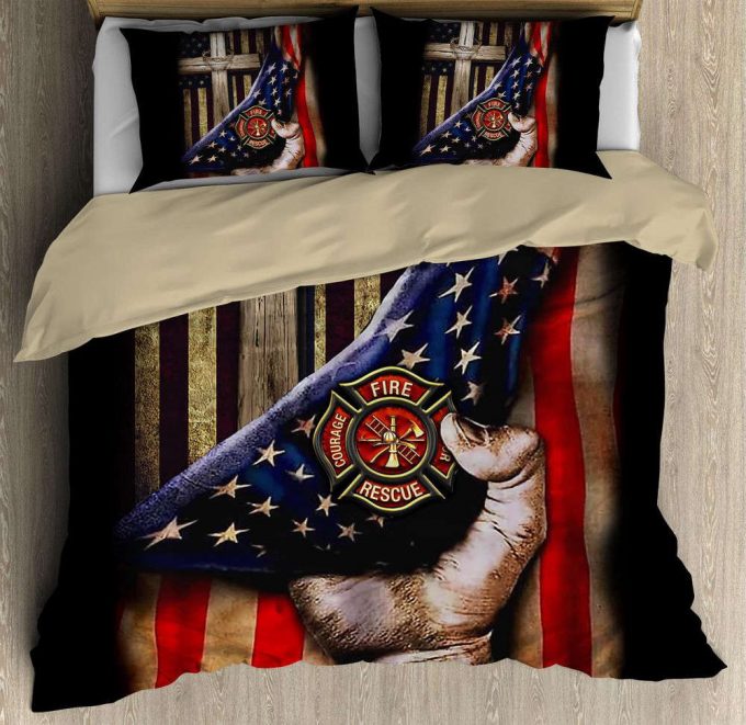 Jesus Christ Proud American Firefighter Bedding Set Gift 3