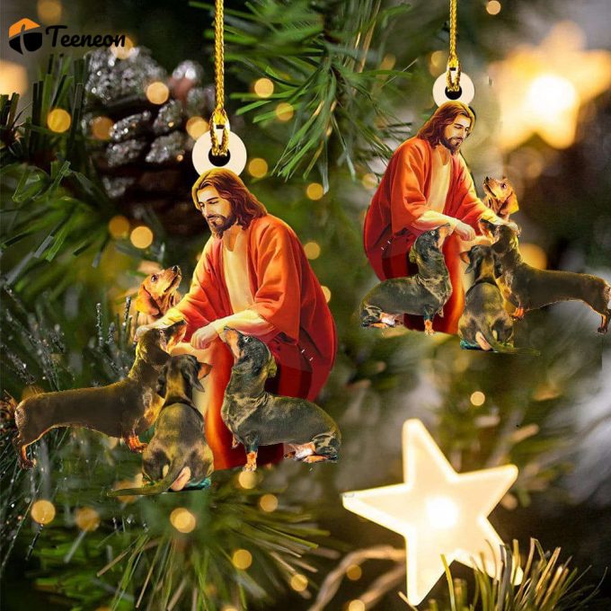 Jesus Dachshund Christmas Ornament Christian Dachshund Christmas Tree Ornaments 2024 1