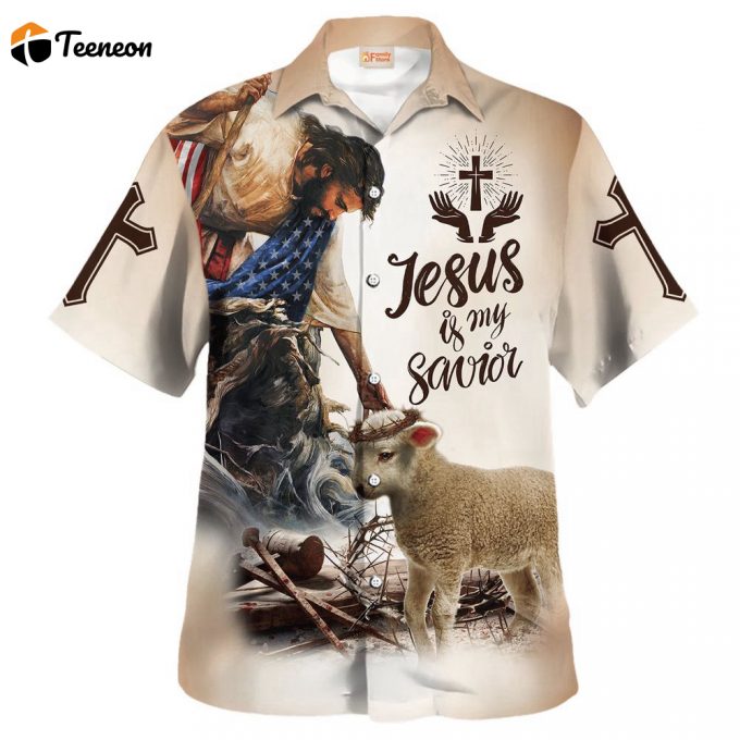 Jesus Is My Savion, Jesus With Goat Hawaiian Shirt 1