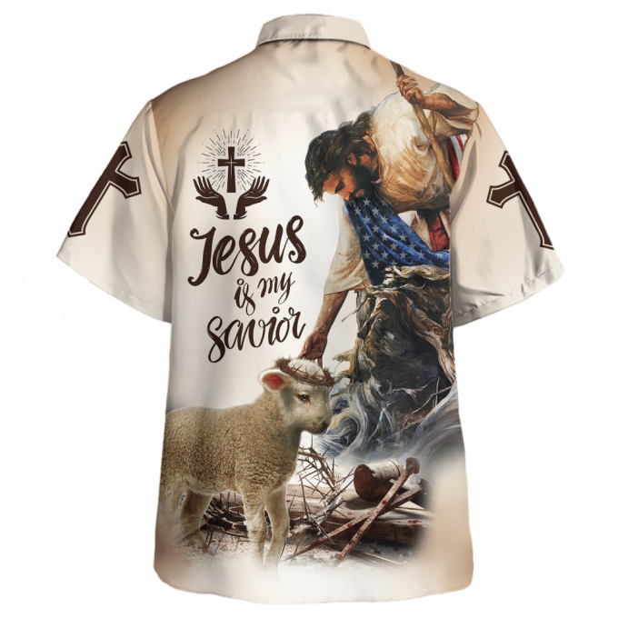 Jesus Is My Savion, Jesus With Goat Hawaiian Shirt 2