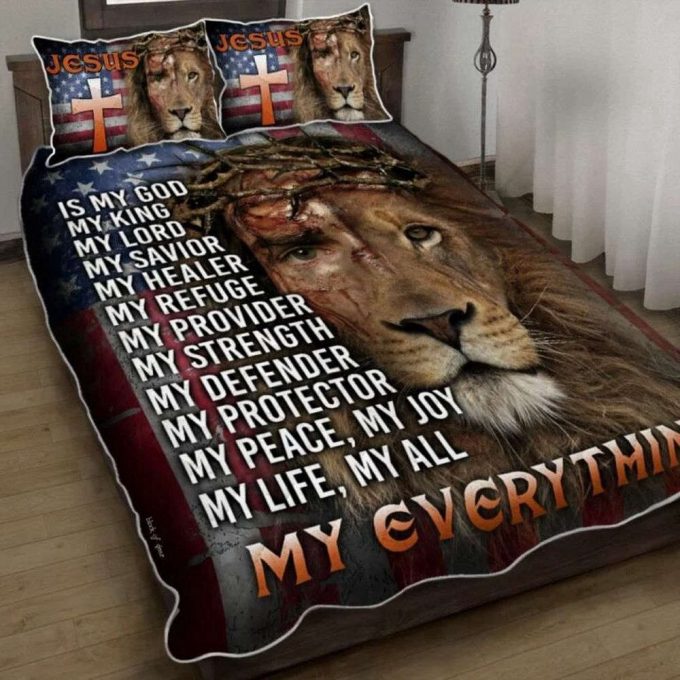 Jesus Lion Of Judah, My Everything Quilt Bedding Set 2