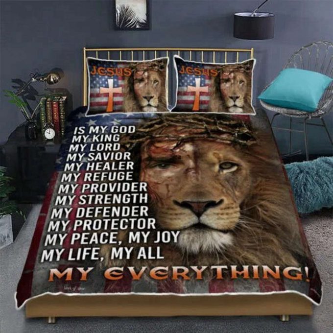 Jesus Lion Of Judah, My Everything Quilt Bedding Set 3