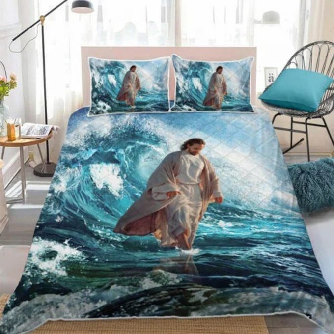 Jesus Walks On Water Quilt Bedding Set – Gift 4
