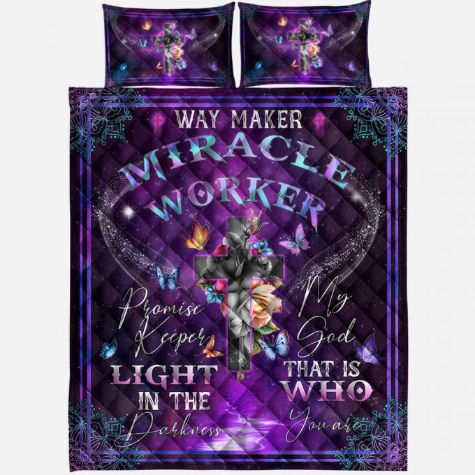 Jesus – Way Maker Miracle Worker Promise Keeper Quilt Bedding Set Gift 2