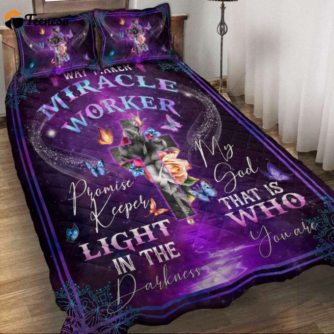 Jesus – Way Maker Miracle Worker Promise Keeper Quilt Bedding Set Gift 1