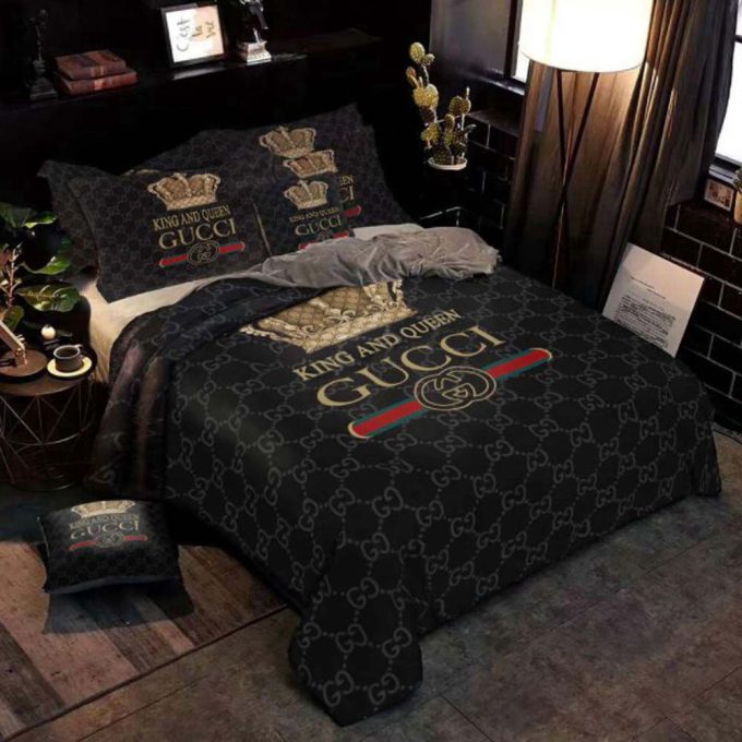 King And Queen Gucci Luxury Duvet Cover And Pillow Case Bedding Set 2