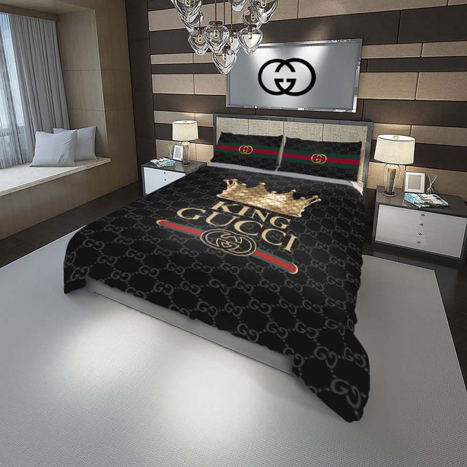 King Gucci Luxury Duvet Cover And Pillow Case Bedding Set 2