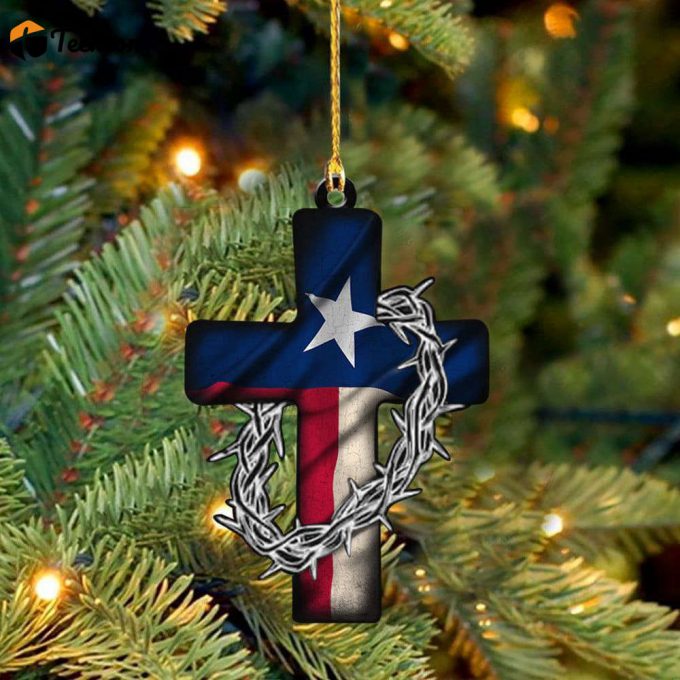 Texas Flag Cross Ornament Faith In Jesus Religious Christian Texas Christmas Ornament 1