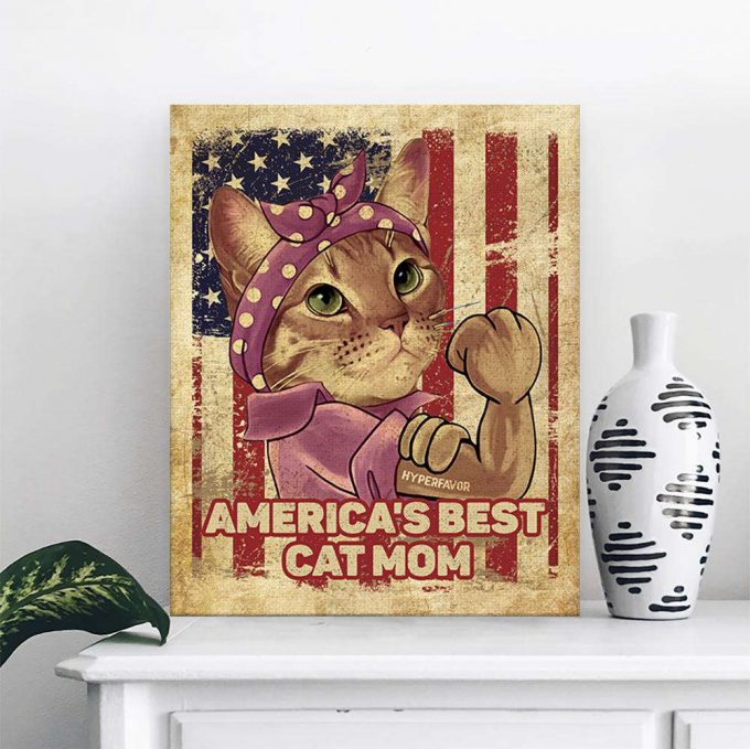 America Best Cat Mom Canvas, Poster 3