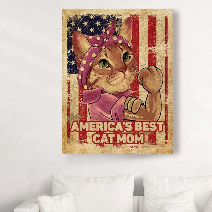 America Best Cat Mom Canvas, Poster 4
