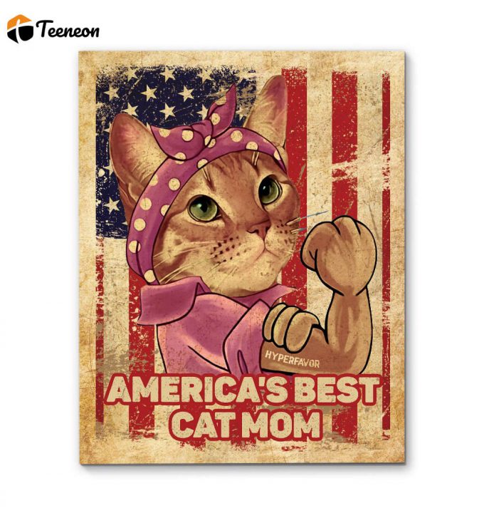 America Best Cat Mom Canvas, Poster 1