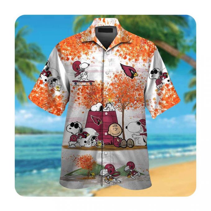 Arizona Cardinals Snoopy Autumn Hawaiian Shirts Tropical Aloha, Gift For Nfl Fans 2