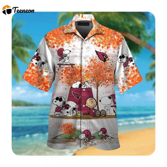 Arizona Cardinals Snoopy Autumn Hawaiian Shirts Tropical Aloha, Gift For Nfl Fans 1