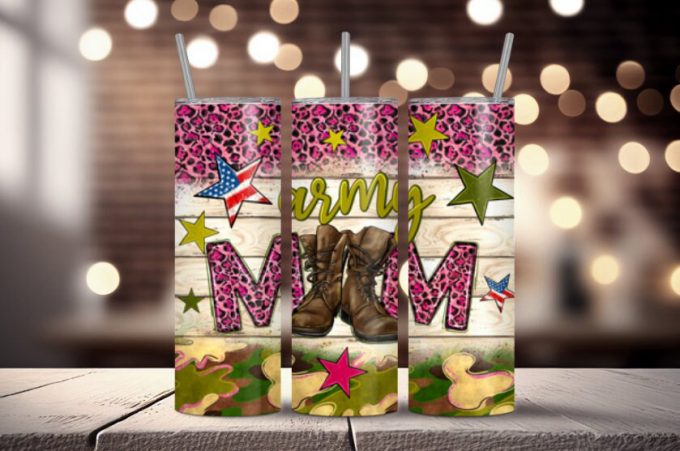 Army Mom Pink Camo 20Oz Skinny Tumbler Gift For Fans Gift For Fans 1