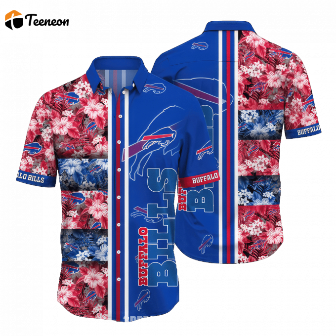Beach Buffalo Bills Hawaiian Shirt Tropical Flower Pattern Print 1