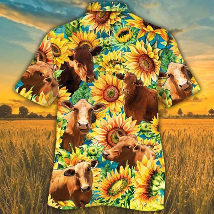 Beefmaster Cattle Sunflower Watercolor Hawaiian Shirt, Alpaca Hawaiian Shirt, Hawaiian Shirts For Men, Women 2