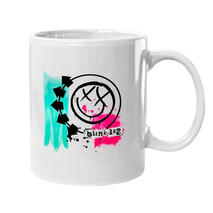 Blink Smile 182 Mugs, Colorful Mugs, World Tour Mugs, Smile Unisex Mugs 90S, Vintage Retro Mugs 3