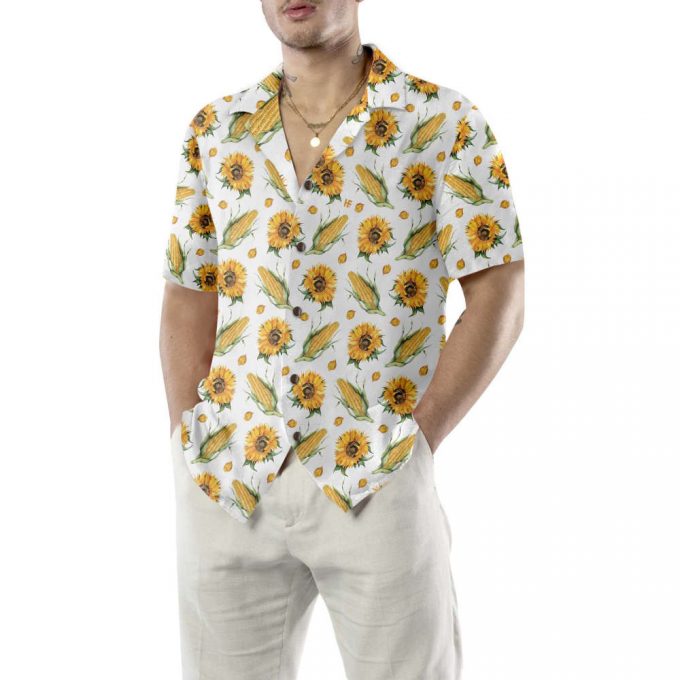 Bobsgardens Corn And Sunflower All Over Printed 3D Hawaiian Shirt 3