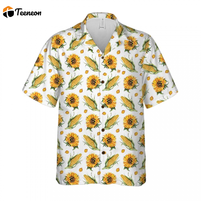 Bobsgardens Corn And Sunflower All Over Printed 3D Hawaiian Shirt 1