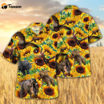 Bobsgardens Sunflower Dinosaur All Printed 3D Hawaiian Shirt