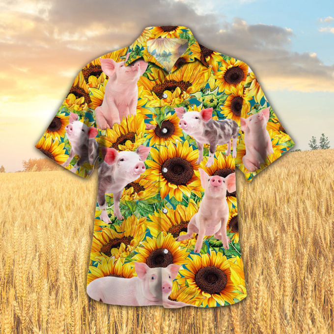 Bobsgardens Sunflower Pig All Printed 3D Hawaiian Shirt 3