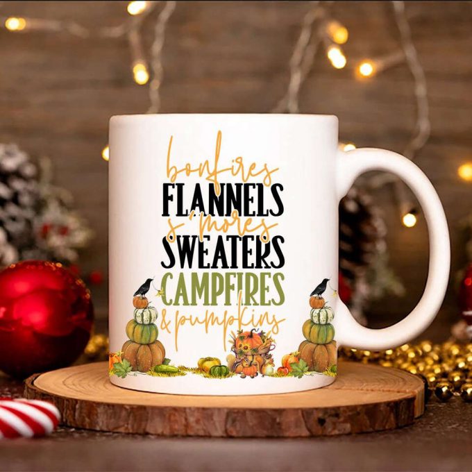 Bonfires Flannel S'Mores Fall Coffee Mug, Fall Coffee Mug, 3