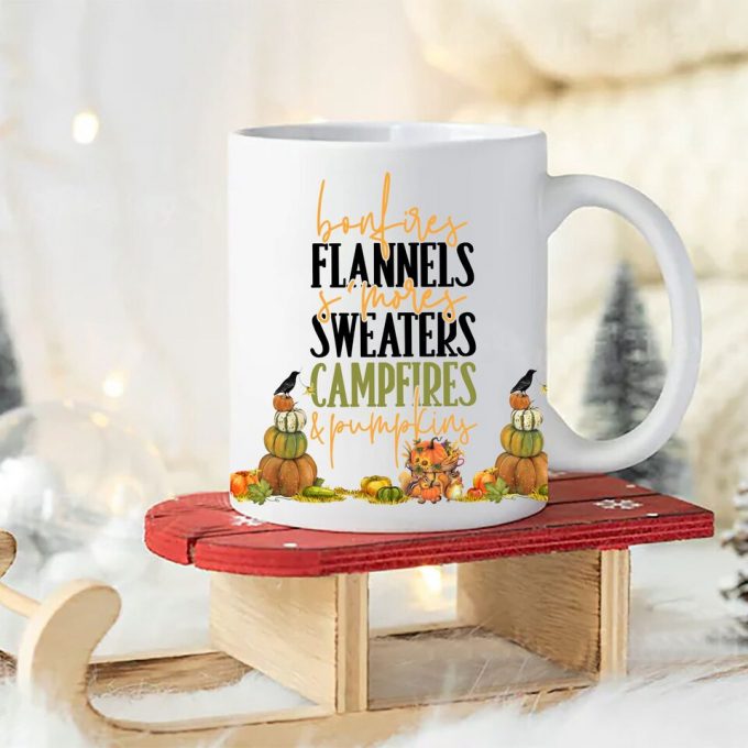 Bonfires Flannel S'Mores Fall Coffee Mug, Fall Coffee Mug, 4