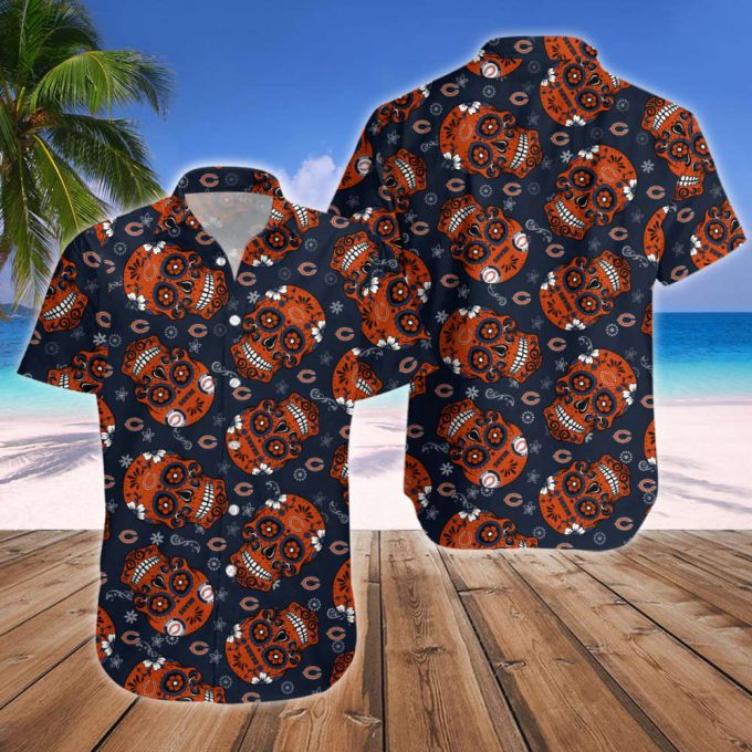 Chicago Bears Nfl Skull Hawaiian Shirt And Short 6