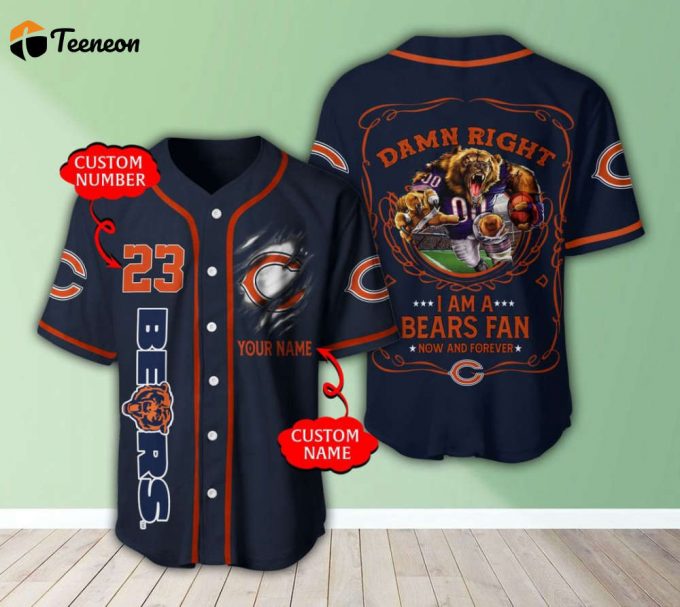 Chlcago Bear Personalized Baseball Jersey 1