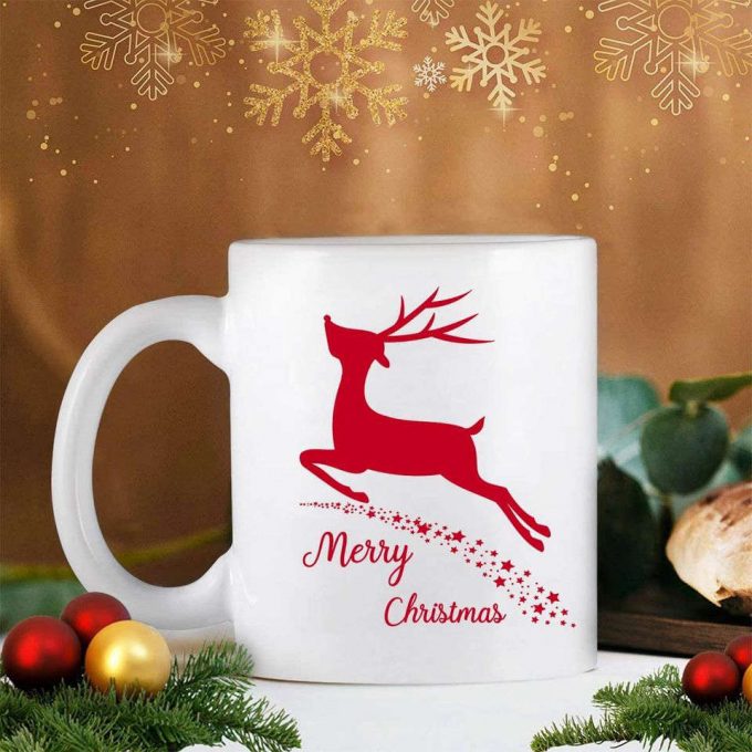 Christmas Merry Christmas Reindeer With Stars Holiday Coffee Mug 3
