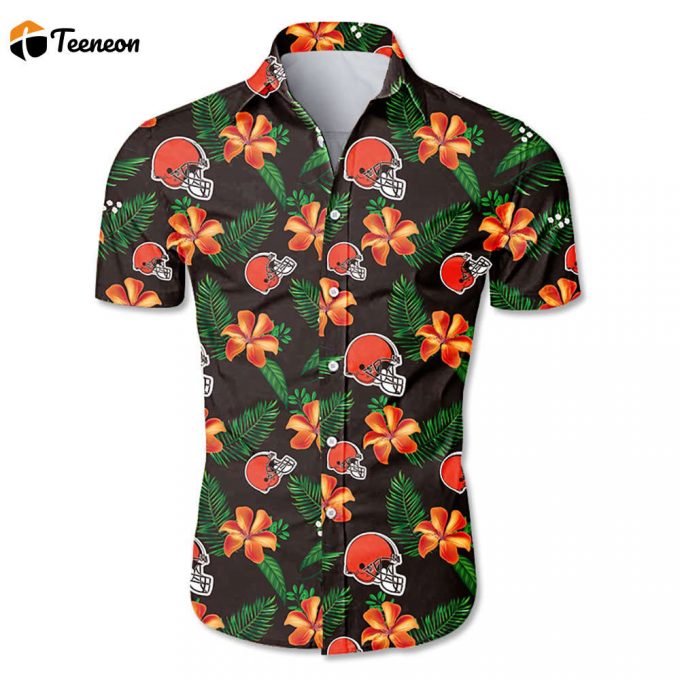 Cleveland Browns Tropical Flower Hawaiian Beach Shirt 1