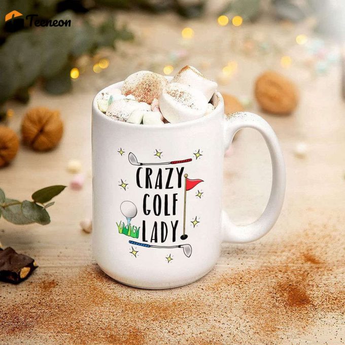 Crazy Golf Lady 15Oz Large Mug Cup, Ceramic Novelty Coffee Mugs 11Oz, 15Oz Mug, Tea Cup, Gift Present Mug For Birthday, Christmas Thanksgiving Festival 2