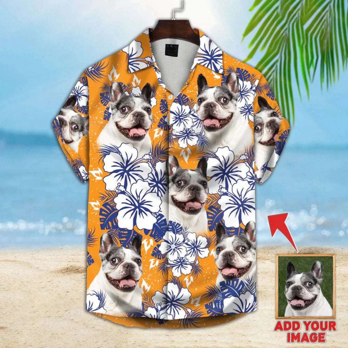 Custom Photo Dog Sunflower &Amp; Leaves Pattern Hawaiian Shirt 5