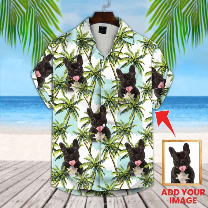Custom Photo Dog Sunflower &Amp; Leaves Pattern Hawaiian Shirt 6