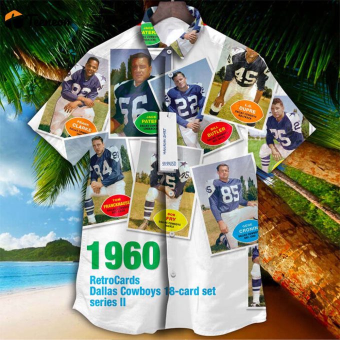 Dallas Cowboys 1960 Retrocards Set Vintage Aloha Hawaiian Shirt 1