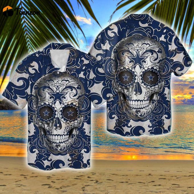 Dallas Cowboys And Sugar Skull Graphic Hawaiian Shirt, Gift For Fan 1