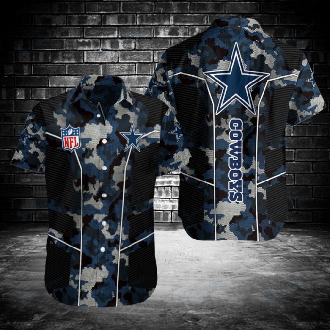 Dallas Cowboys Blue Camo 3D Hawaiian Shirt, Gift For Cowboys Fan 2